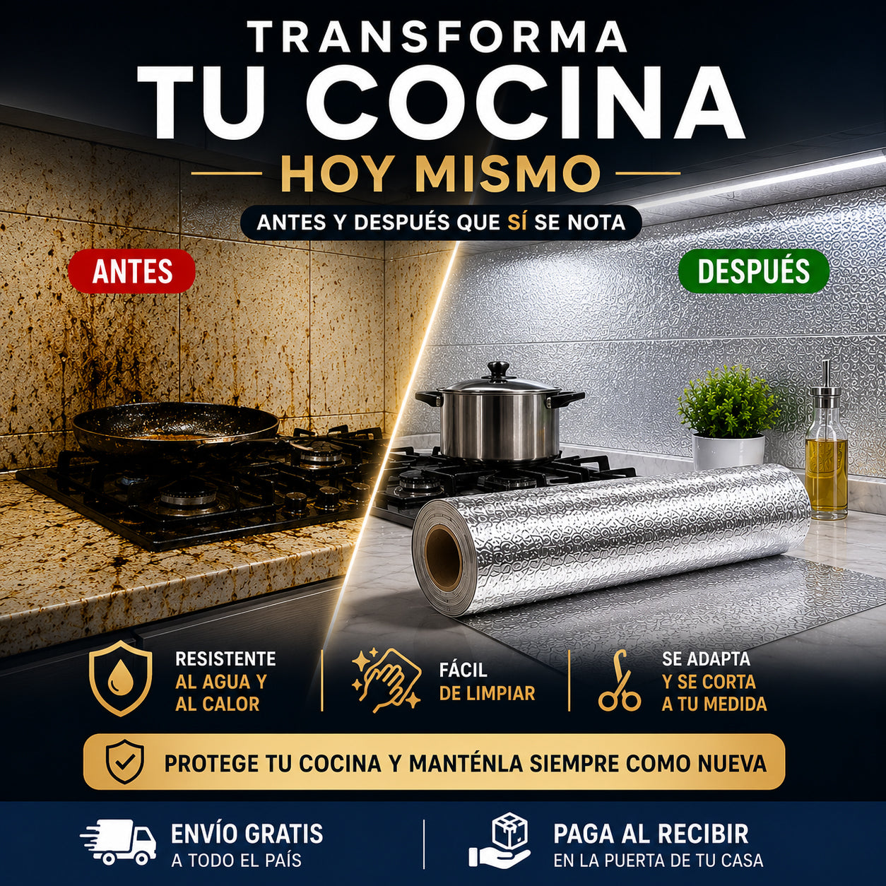 ✨AluShield™ | Protector de Cocina Impermeable y Resistente al Calor | 🔥Compra 1 y Lleva 2